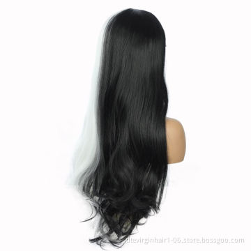 high end quality lace front  heat resistant synthetic mixed lace hair blend wig white synthetic